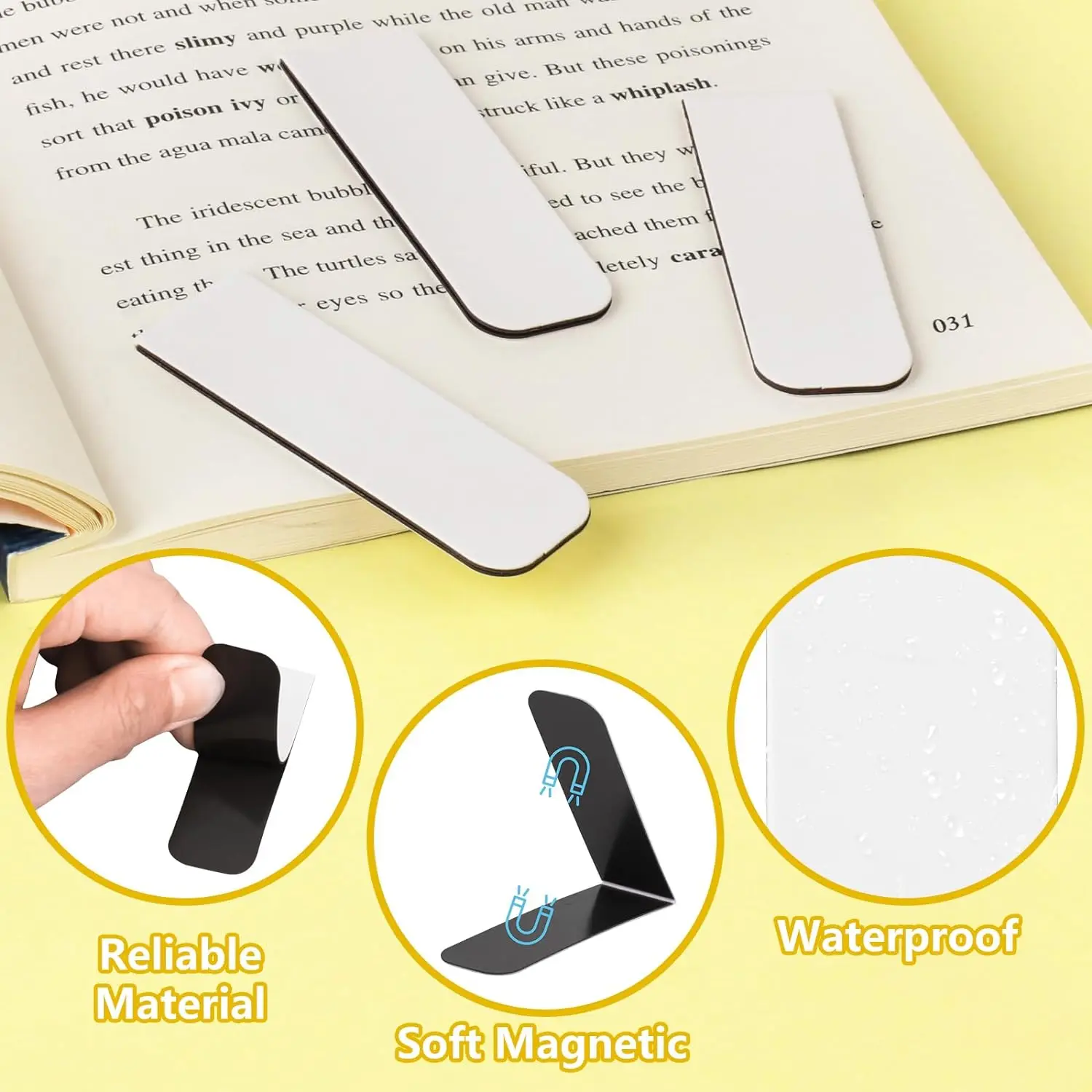 10/15PCS White Magnetic Bookmark DIY Book Marker Clip Sublimation Bookmarks Magnetic Page Markers Clips for Booker Lover magnetic bookmark bookmarks stationery supplies