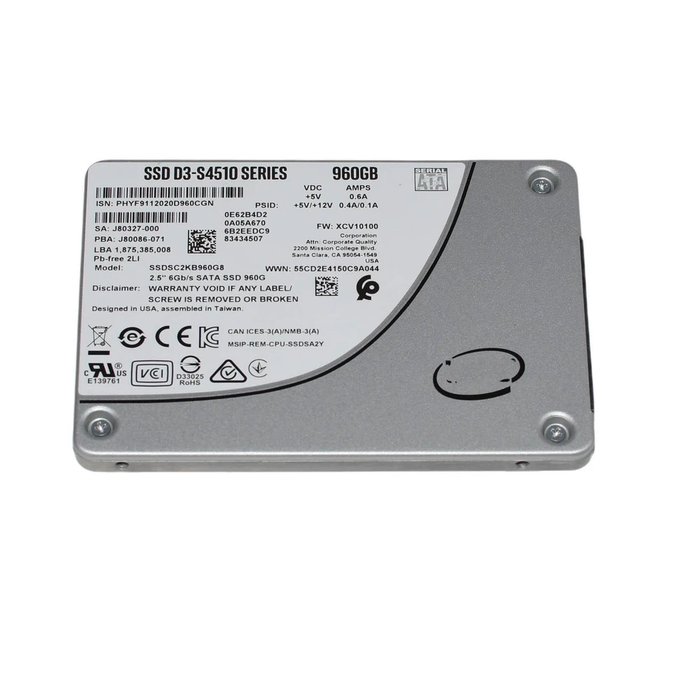 SSDSC2KG960G801 ［SSD D3-S4610 Series (960GB、2.5in SATA 6Gb/s
