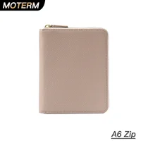Moterm Genuine Pebbled Grain Leather A6 Zip Cover with Back Pocket Cowhide Planner Zipper Organizer Agenda Journal Diary 1