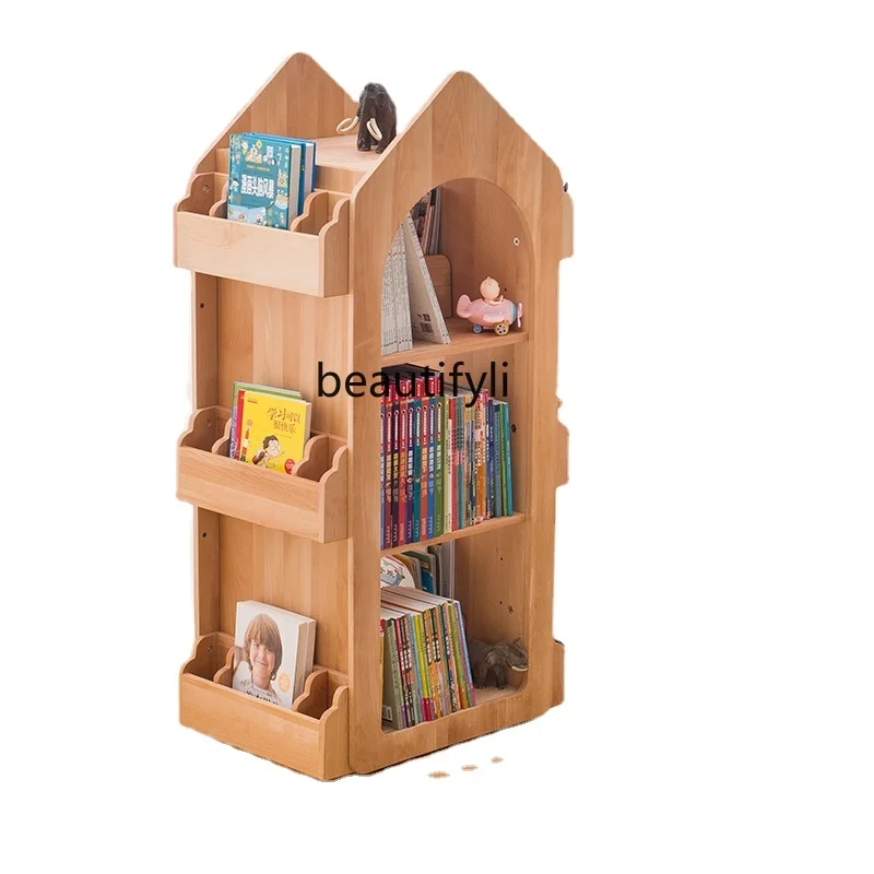 

Nordic Modern Minimalist Rotating Bookshelf 360-Degree Bookcase Movable Solid Wood Floor Picture Book Shelf furniture