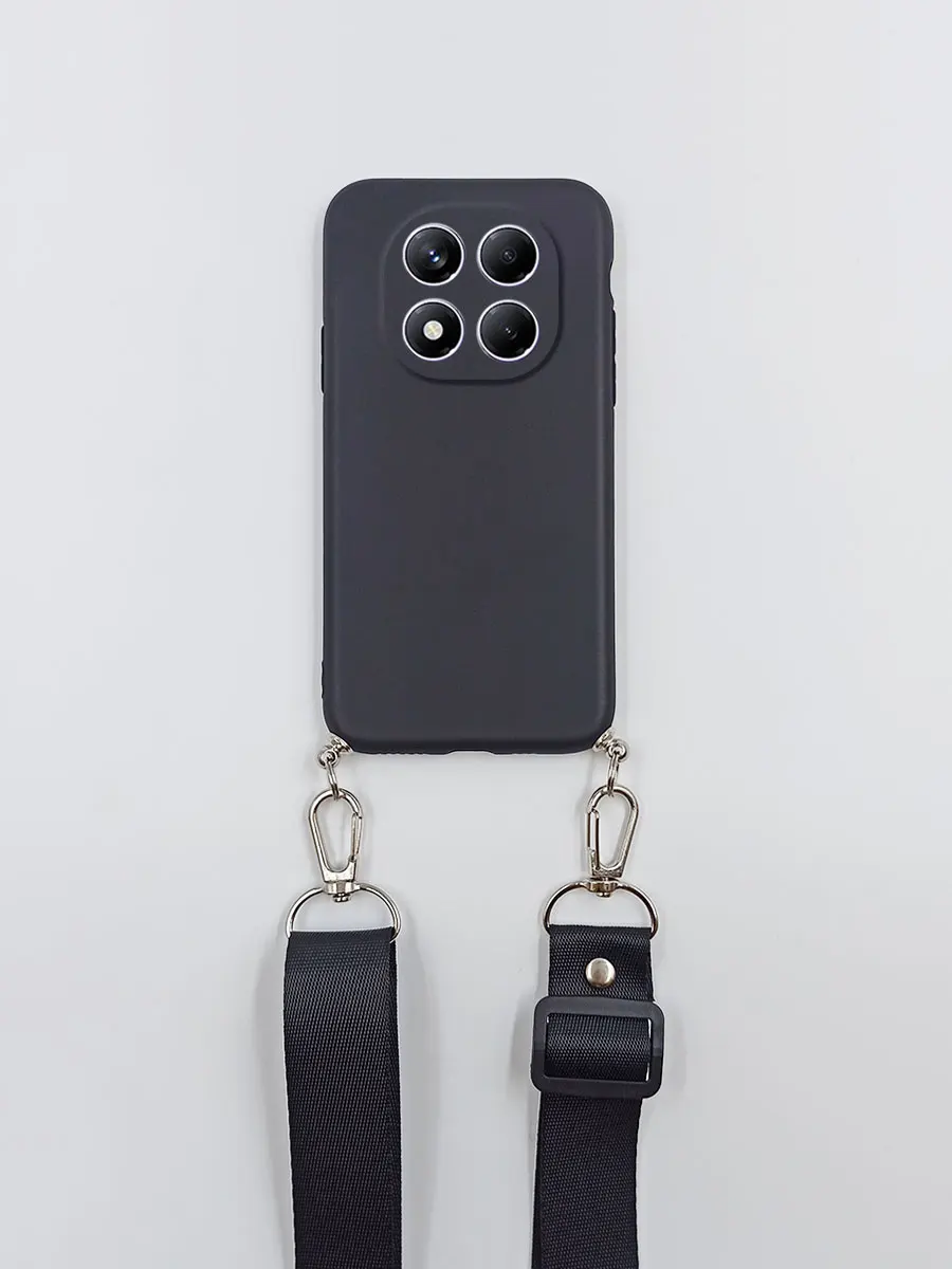 Silicone Matte Black Pink Crossbody Phone Case with Strap