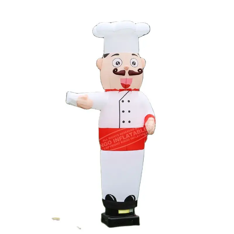 Customized 2.5mH Inflatable Chef Air Dancer For Restaurant Decoration / Waving-Hand Cook Sky Dancer Balloons - BG-D0100 4