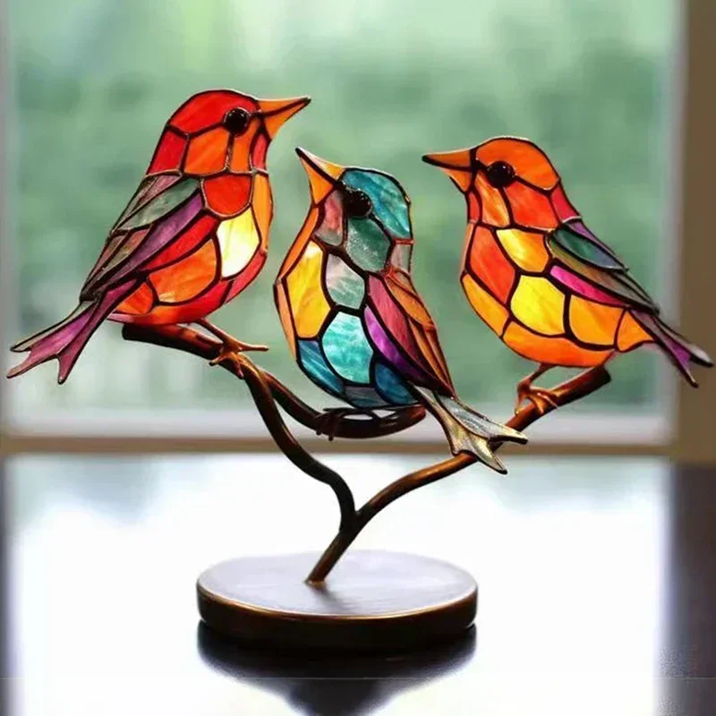 Multicolor Acrylic Birds on Branch 3