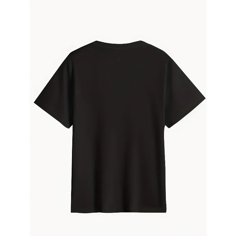Men's T-shirt - Black Casual Short-sleeved Top with White and Red Wing Design, Suitable for Daily Wear, Gym Trips and Parties - 3