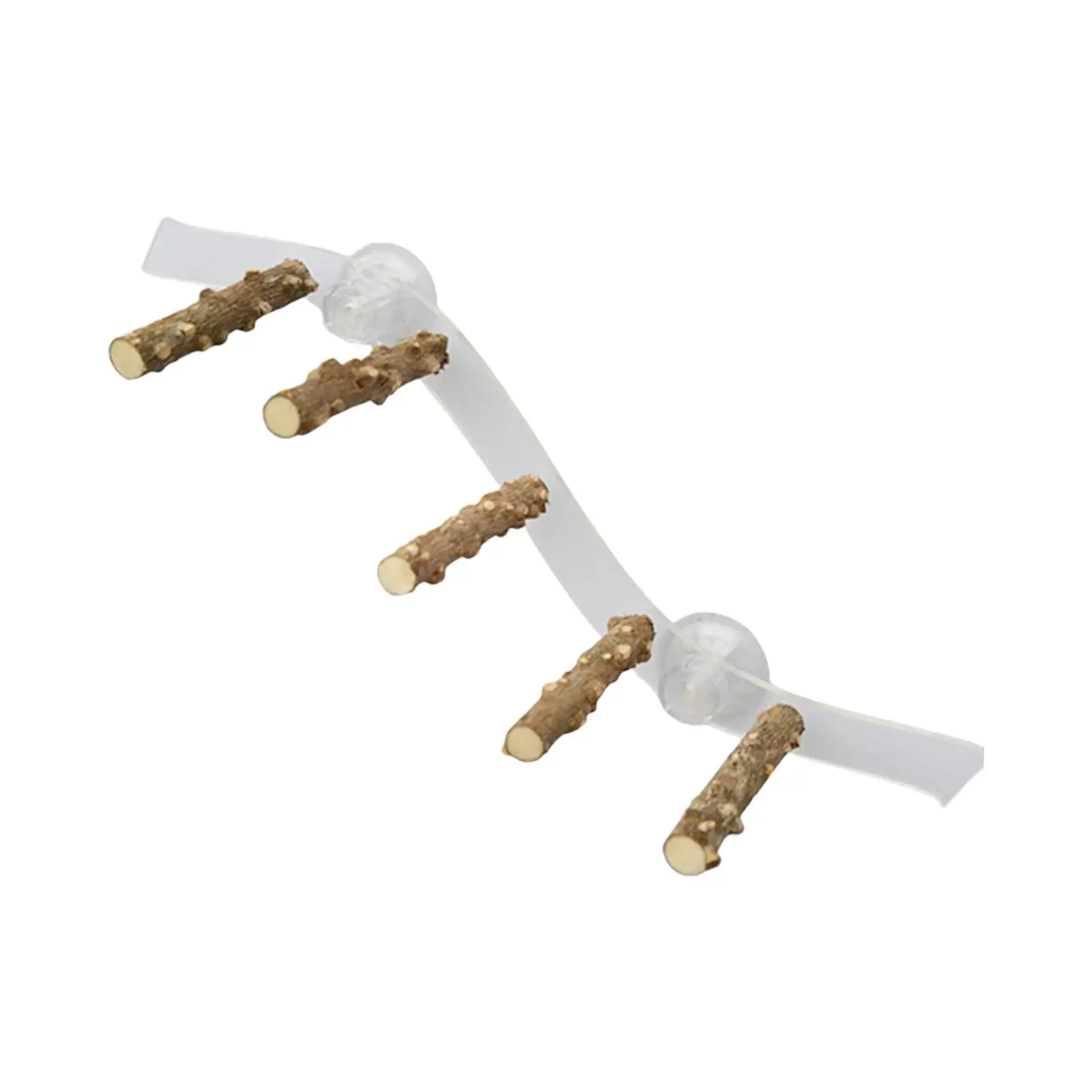 Suction Cup Wood Perch Toy Cage Accessories Ladder Parrot Perch Stand for Cockatiel Hummingbird Bluebirds Parakeet Budgie