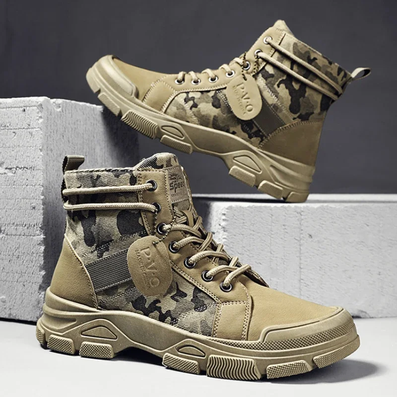 Stivali Mimetici Per Uomo Autunno Inverno Piattaforma Desert Stivali Militari Outdoor High-Top Scarpe Uomo Stivaletti Buty Robocze Meskie