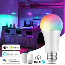 9W LED Colour Smart Light Bulb WiFi E27 Neon Lamp Smart Voice Control Alexa Google Home Assistant APP Remote Magic Hue RGB White