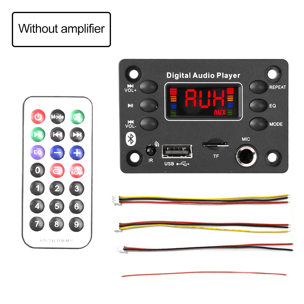 DC 7-16V Bluetooth 5.0 MP3 WMA WAV APE FLAC 디코딩 보드 2*25W 공방 모듈 차량용 오디오 마이크 음악 플레이어 스피커 라디오