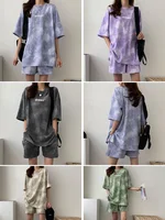 Women T-Shirt Shorts Suit Set Casual Tie Dye Loose tshirt and wide leg middle shorts with pockets female Soft Summer Shorts Sets - Image 2