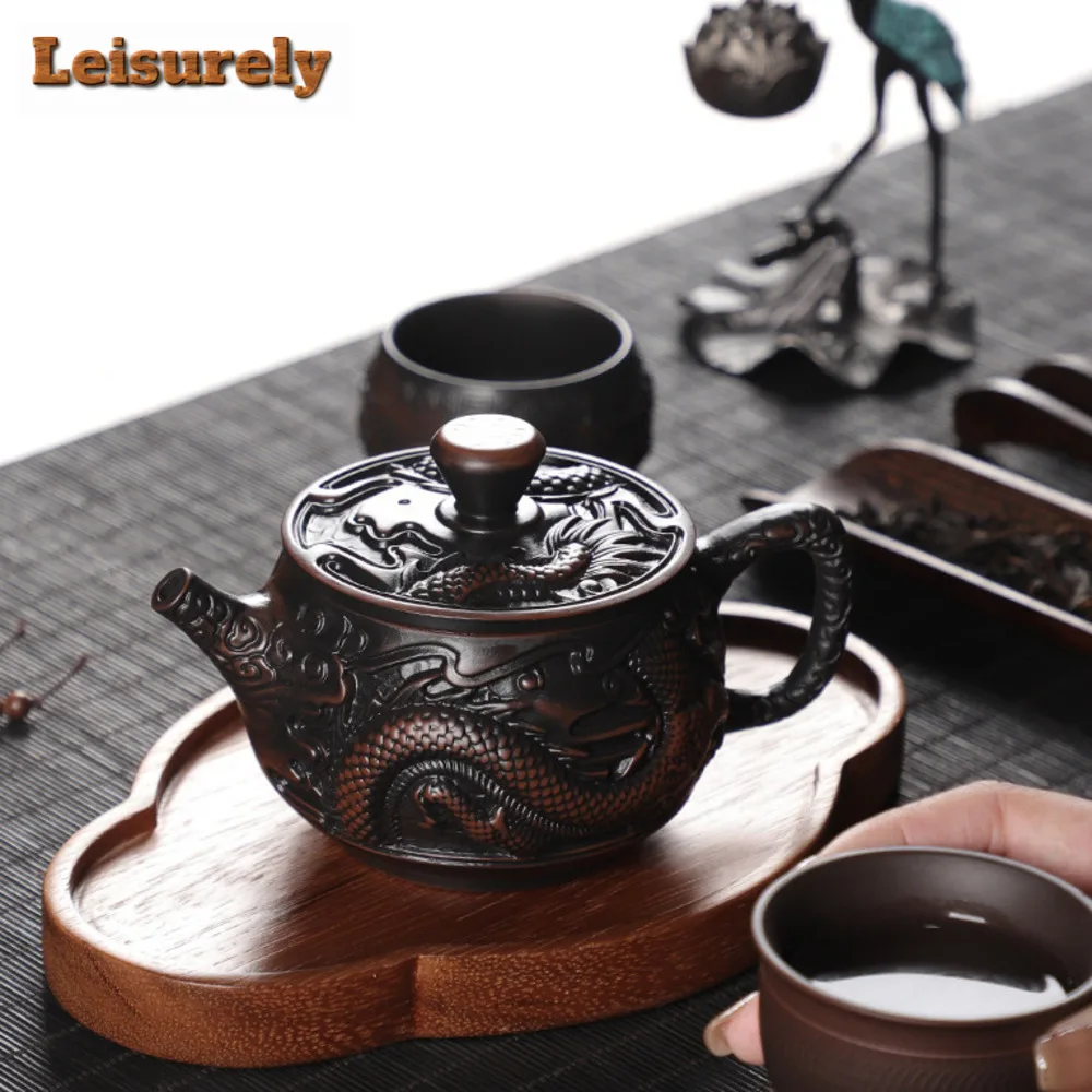 260ml Chinese Yixing Purple Clay Tea Pot Hand-carved Dragon Pattern Teapot Zisha Filter Teaware Customized Beauty Tea Infuser