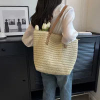 Sac à main à bandoulière tissé à la main pour femmes, style bohème, mode d'été 2021, fourre-tout de plage en paille, sac de voyage, sacs de Shopping tissés 4