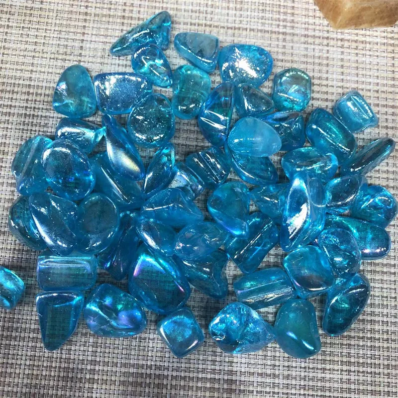 

Aura Blue Natural Gems Polished Quartz Crystal Tumbled Stones Healing Gemstones Reiki Decoration