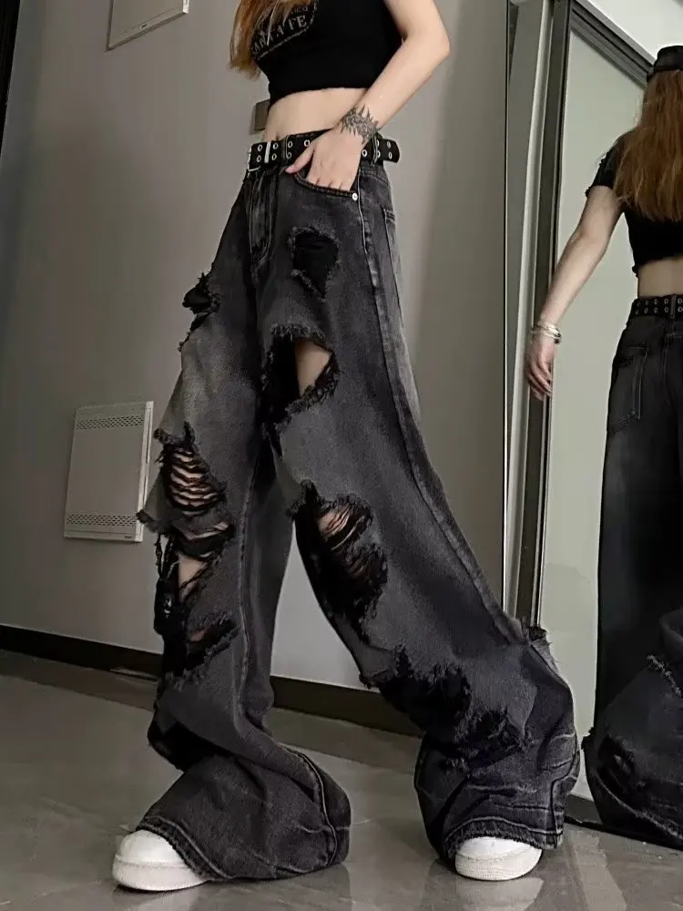 Niche Design Jeans, High Street Heavy Industry Wide Leg Pants, High-end Floor Length Pants, Trendy Brand Women's Jeans 6