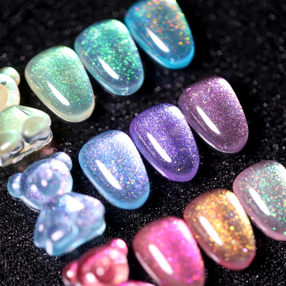 Vendeeni 9 Colors Glitter Broken Diamond Gel Nail Polish Soak Off Reflective Aurora Pearl Crystal Nail Decoration Varnish 5