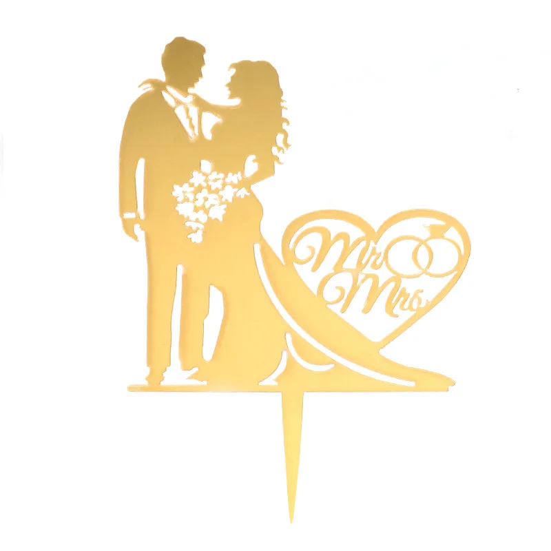 Topper per torta Mr And Mrs per matrimonio, anniversario di matrimonio, matrimonio, silhouette rustica, per matrimonio, con gatto e bordo Collie, in acrilico, colore nero