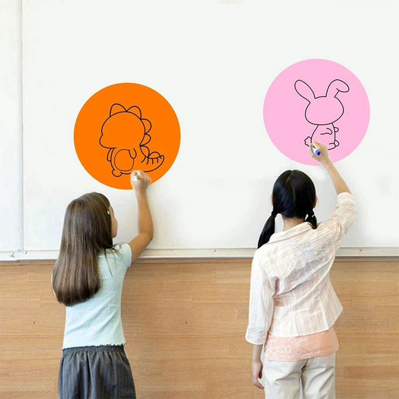 AD23-12Pcs Dry Erase Circles Removable Vinyl Dot Stickers For School Classroom Table & Desk 11.8Inch