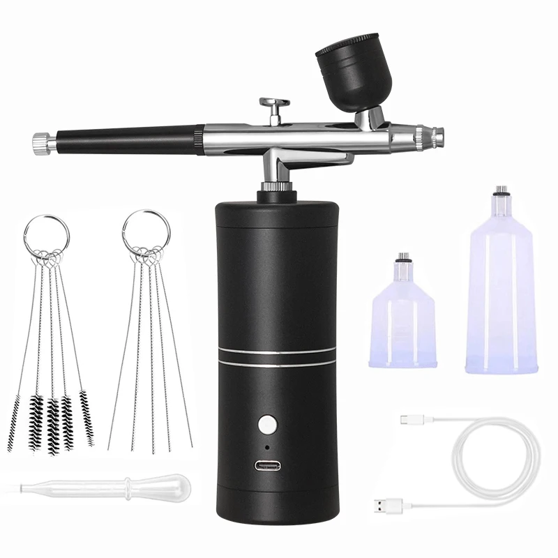 Portable Rechargeable Wireless Airbrush With Compressor Single Action Spray Gun For Face Beauty Nail Art Tattoo Craft Cake Paint airbrush nail
