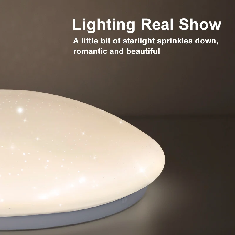 Modern LED Ceiling Lights Round Cold White Neutral Light 16W Gentle Star Sparkle Ceiling Lamp Bedroom Kitchen Living Room Decor