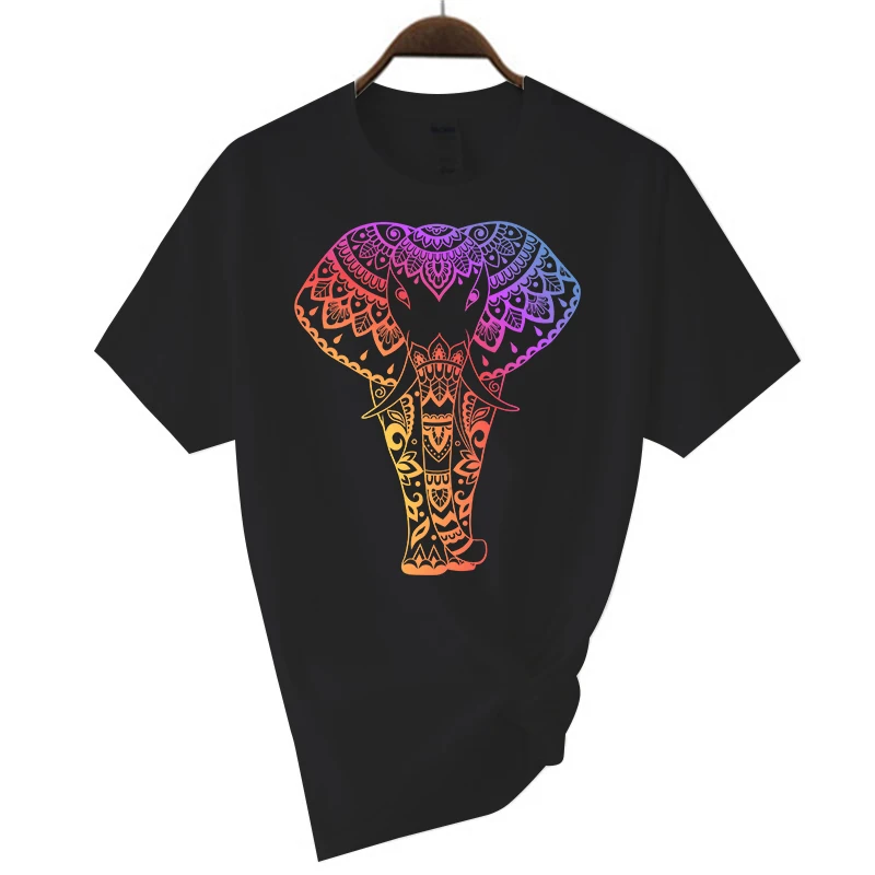 Men's T-shirt With Creative Colorful Elephant Graphic Print_voghion.com