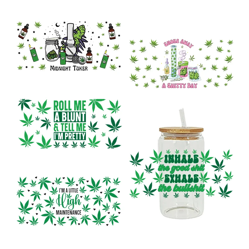 Leaf UV DTF Transfer Sticker For 16oz Libbey Glasses Wraps Bottles Cup Sticker D15414
