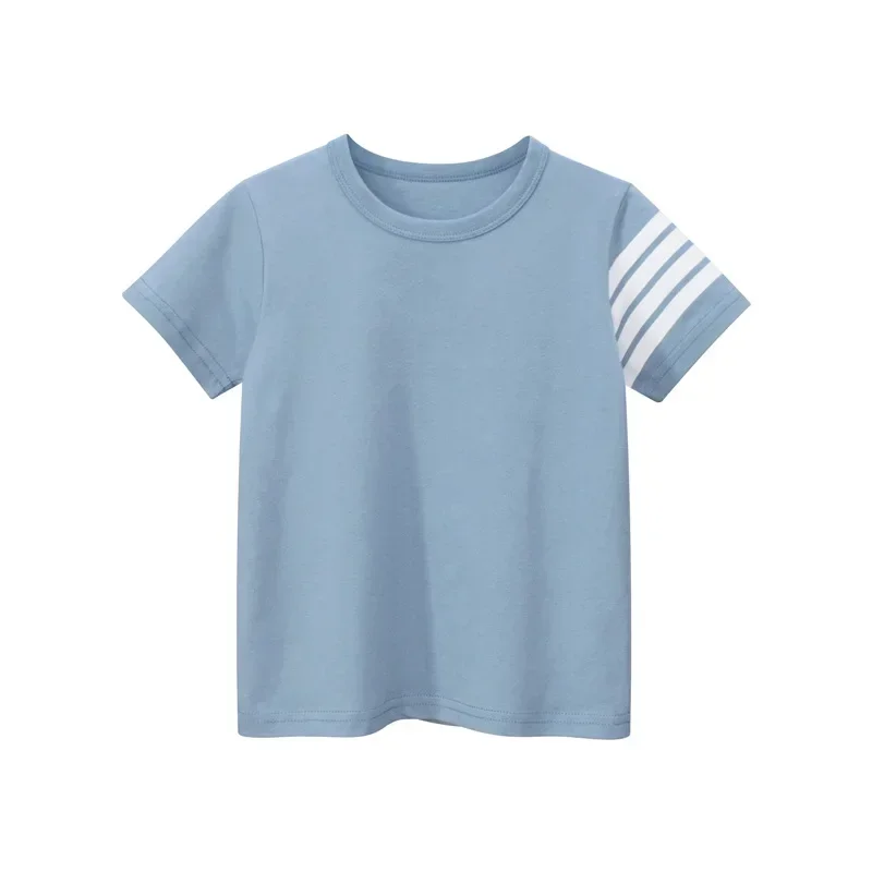 2025 Summer Clothes Children's T-Shirts Boys Striped Short Seleeve T Shirt Girls Short Sleeve O-Neck Cotton Top Kids Outfit 3
