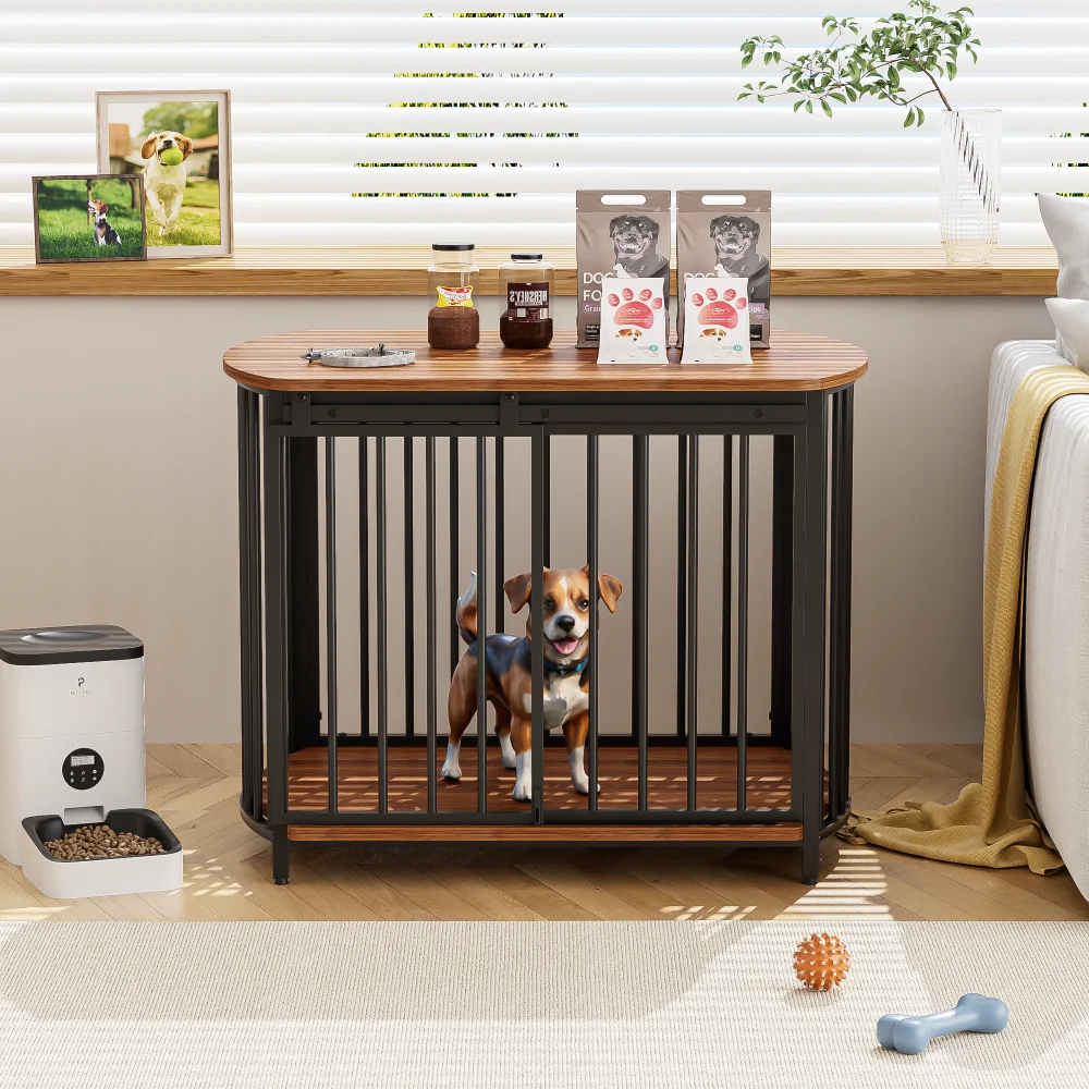 31.5" Furniture Style Dog Crate for Small and Medium Dogs, Wooden Cage Indoor Kennel Furniture, Modern Dog Crate End Table 5