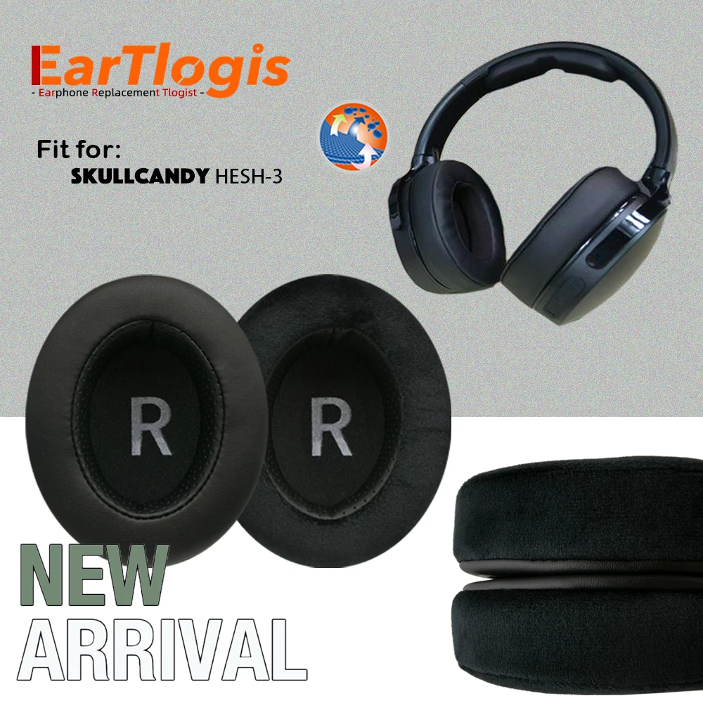 

EarTlogis Replacement Ear Pads for Skullcandy HESH-3 Headphones Thicken Memory Foam Cushions Oval Headset Earmuff Earpads