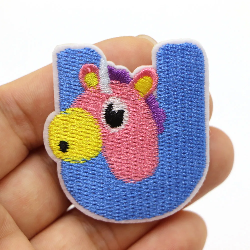 1PC Eisen auf Patches Nähen auf Applique Patches Tiere Buchstaben Alphabet Gestickte Patches Diy Benutzerdefinierte Name Abzeichen Reparatur patch – Detail 25