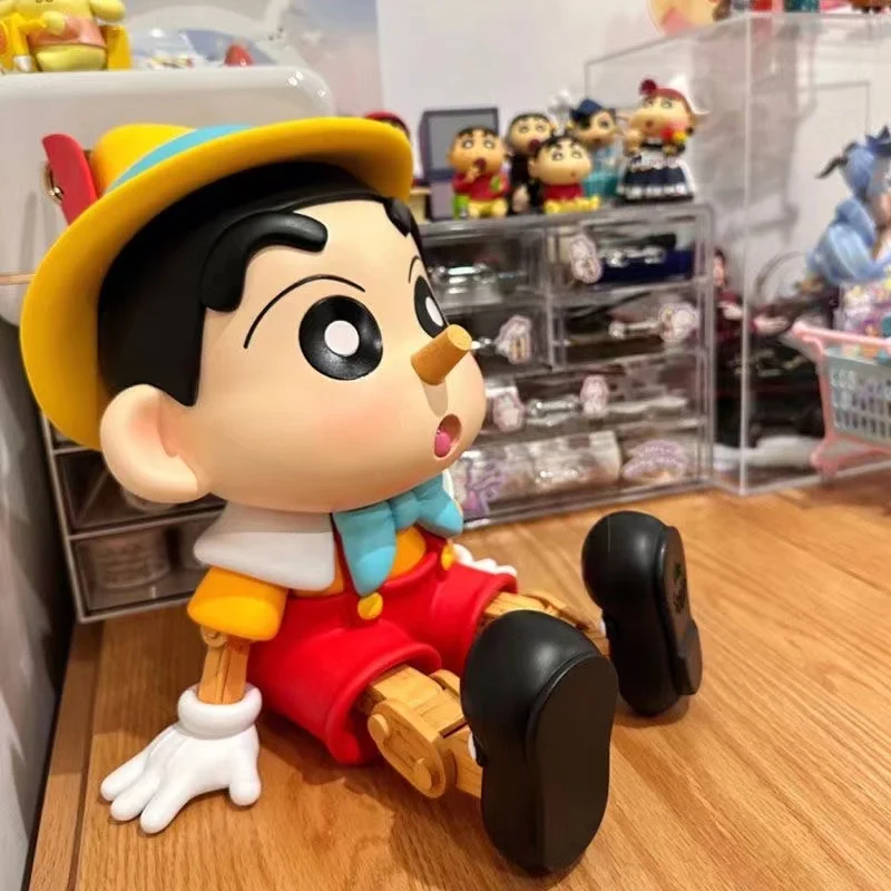 

18cm Anime Crayon Shin Chan Cosplay Woodman Pinocchio Cute Action Figurines Model Statue Doll Toys Gift