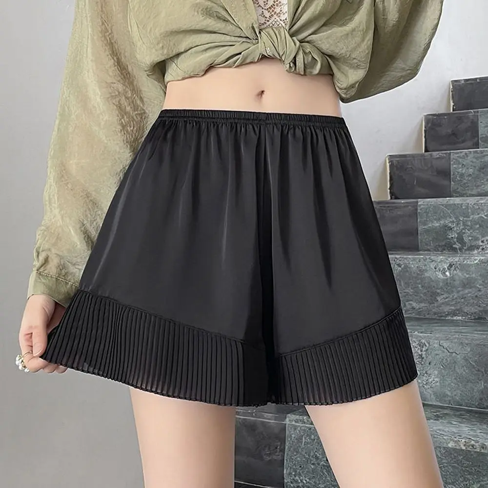 

Women Panties Breathable Under Skirt Safety Short Pants Seamless Underpants Ruffled Boxer Loose Breeches Girl Solid Color Shorts