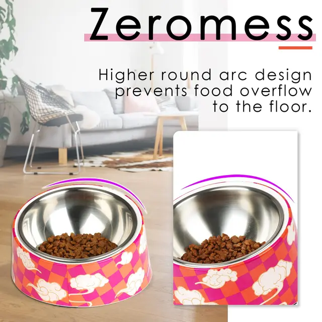Superdesign Anti-Backflow Device 15 ° Tilted Bowl, Suitable for Cats and Dogs - Non-Slip, Anti-Spill Pet Feeder, Anti-Spill Design, 15 ° Slope Allows Easy Access to Food Bowl, Durable Plastic/Bamboo/Structure, 0.5 Cup Capacity, Blue - Suitable for Small Dogs and Elderly Pets 2