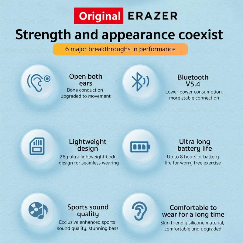 ERAZER XF22 Earphone Bluetooth 5.4 Sports Wireless