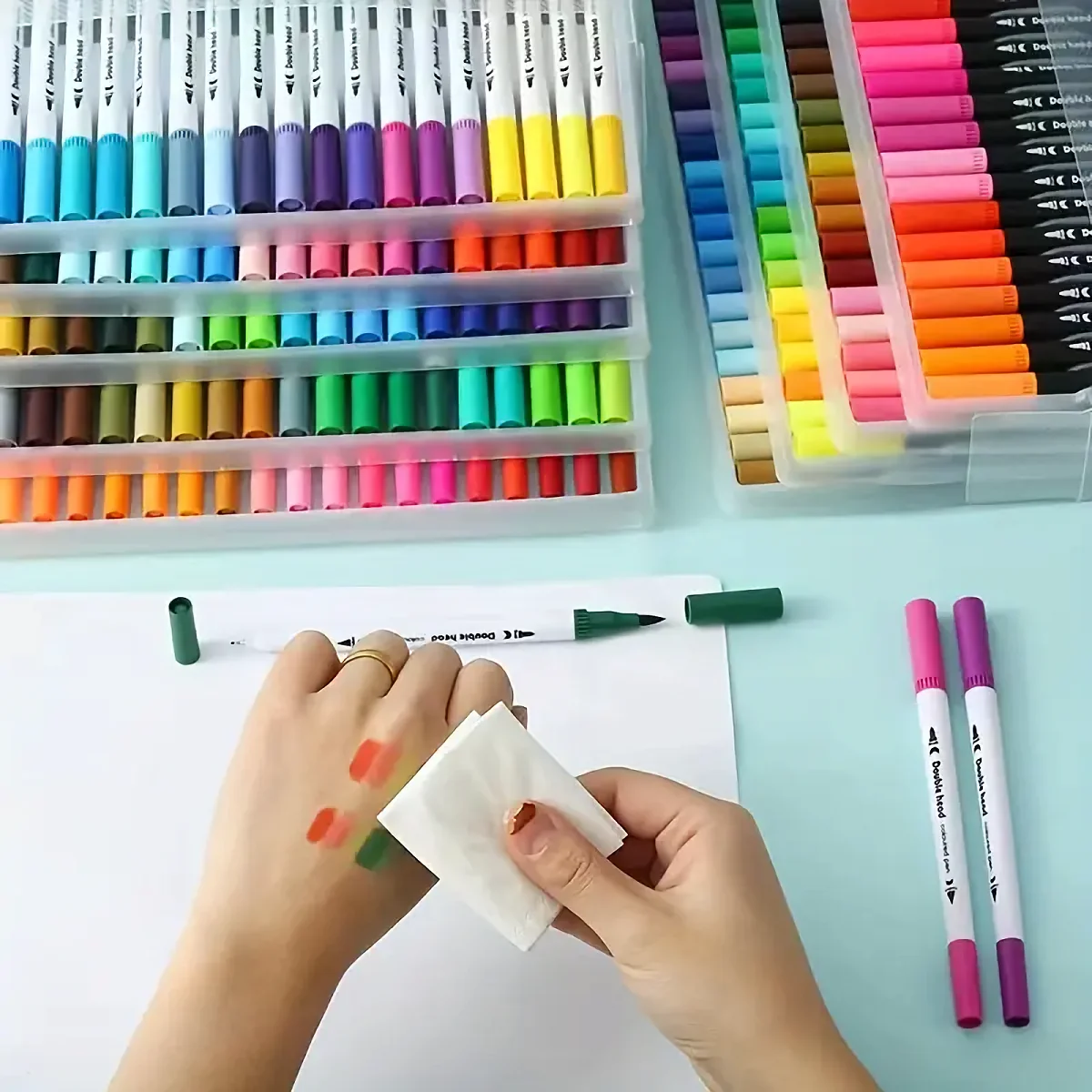 60개입 양면 브러쉬 마커 펜, 미술 그림, 휴일 장식에 적합