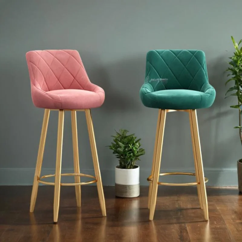 

Comfortable Bar Chairs Living Room Backrest Bar Chair Iron Design Barber Shop Nordic High Swivel Stool Kitchen Sillas De Bar