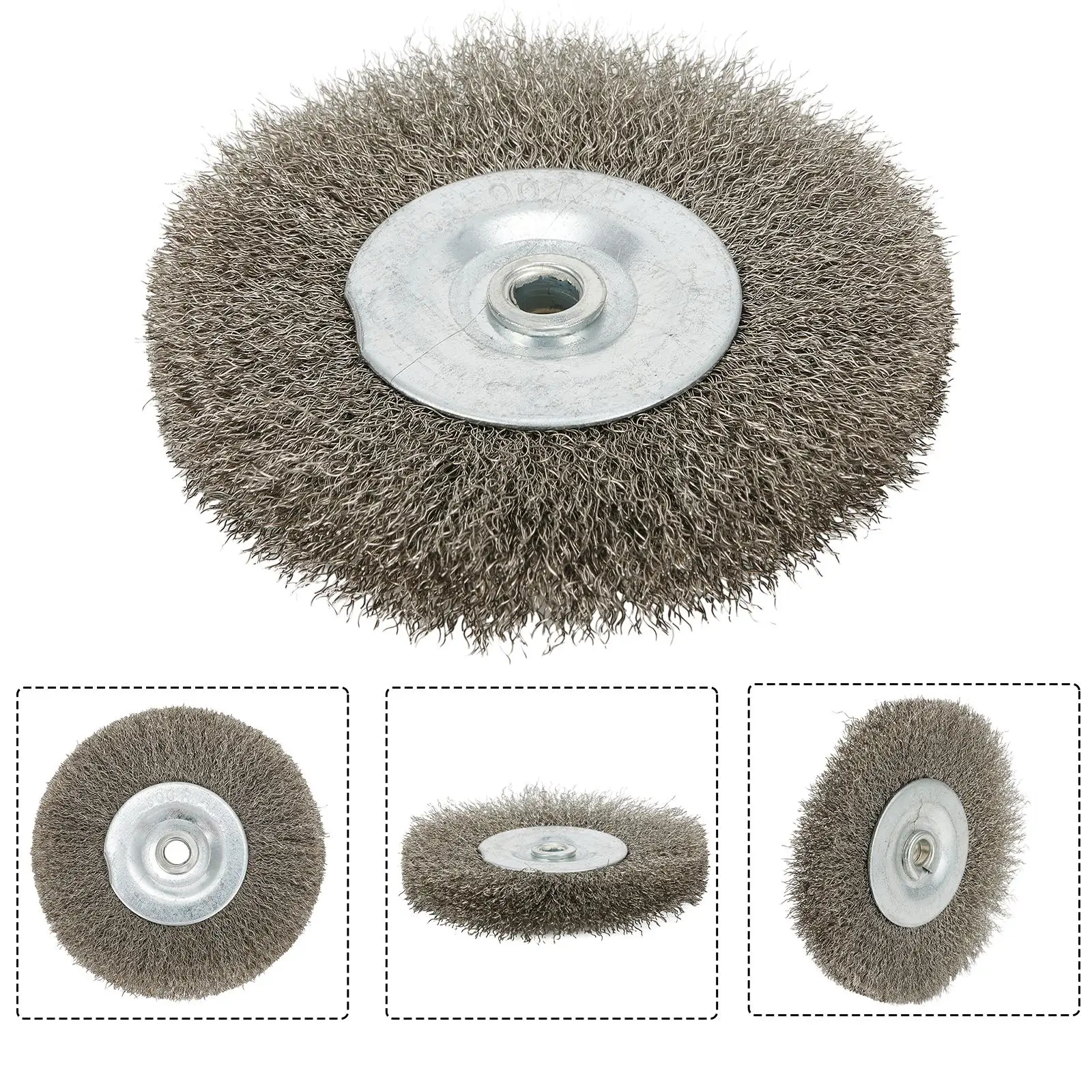 

Flat Crimped Wire Wheel Brush For Angle Grinder 0.52in Bore Stainless Steel 3inch Outer Diamter 13mm Internal Diamter Power Tool
