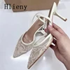 Hlieny Woman Designer Embroidery Flowers Mesh Pointed Toe White High Heels Mules Sandals Women Pumps Shoes Sexy Stilettos Mujer 5