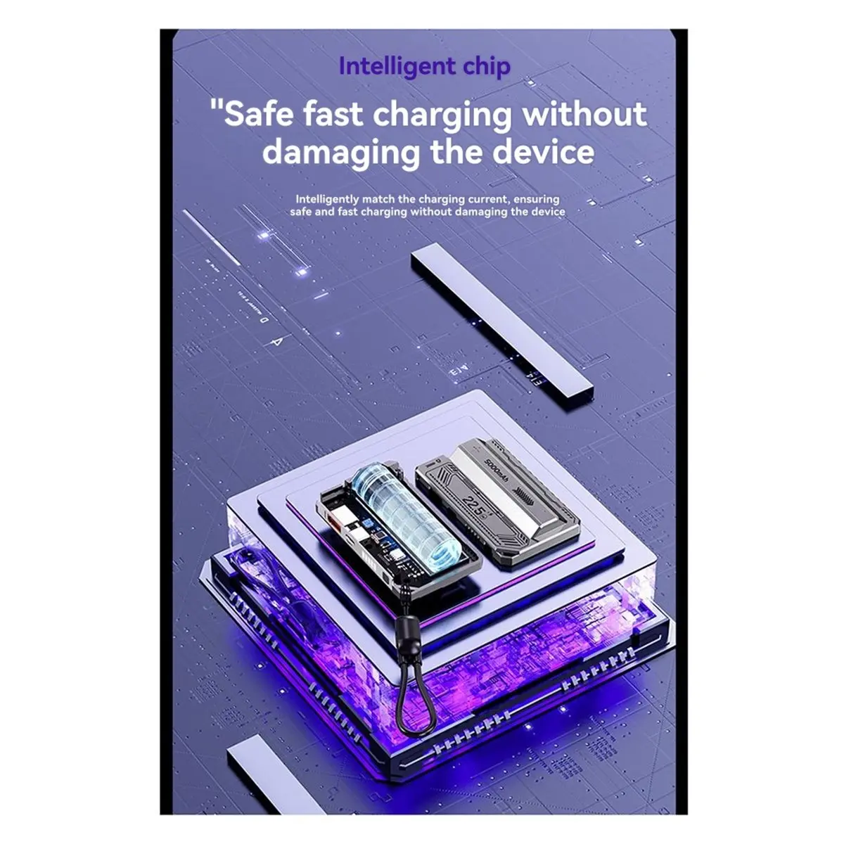 ABGN DIY 21700 보조 배터리 케이스 PD 20W 고속 충전 분리형 케이블 분리형 보조 배터리(배터리 없음) 그레이
