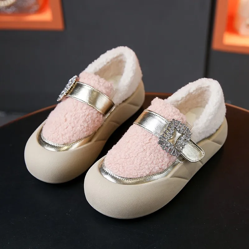 

Microfiber Casual Round Toe Flats 2023 Fashion Winter Ladies Shoes Mixed Colors Slip-On Cotton Fabric Bling Sweet Flats