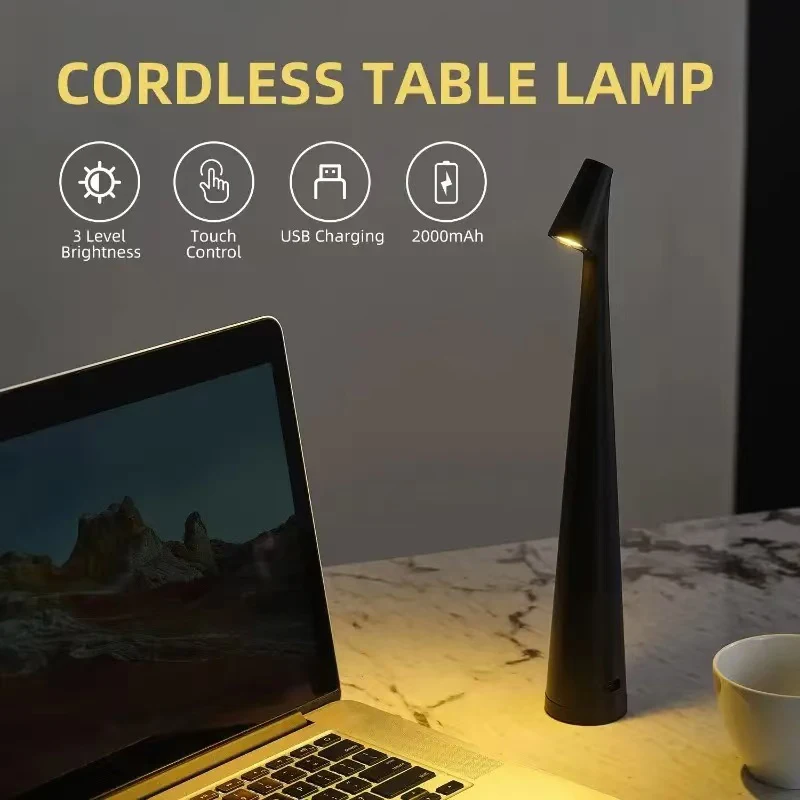 Desk Lamp Tri Color Dimming Rechargeable Desk Lamp for Bedroom
