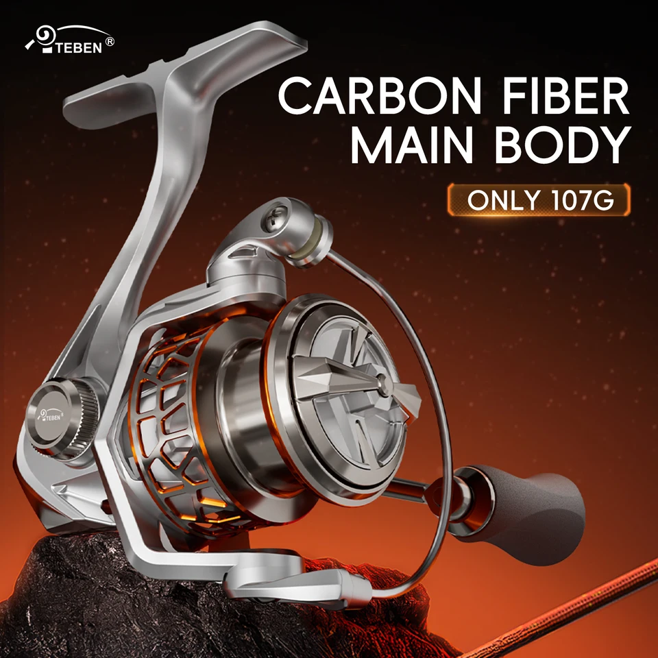 TEBEN Carbon Fiber Flame Lightweight 109G Fishing Spinning Reels 5