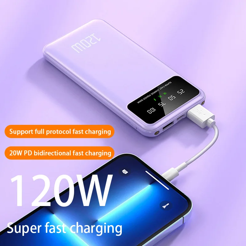 30000mah Large Capacity Power Bank 120w Super Fast Charging Powerbank Portable Battery Charger For Iphone Samsung Huawei 2025 2