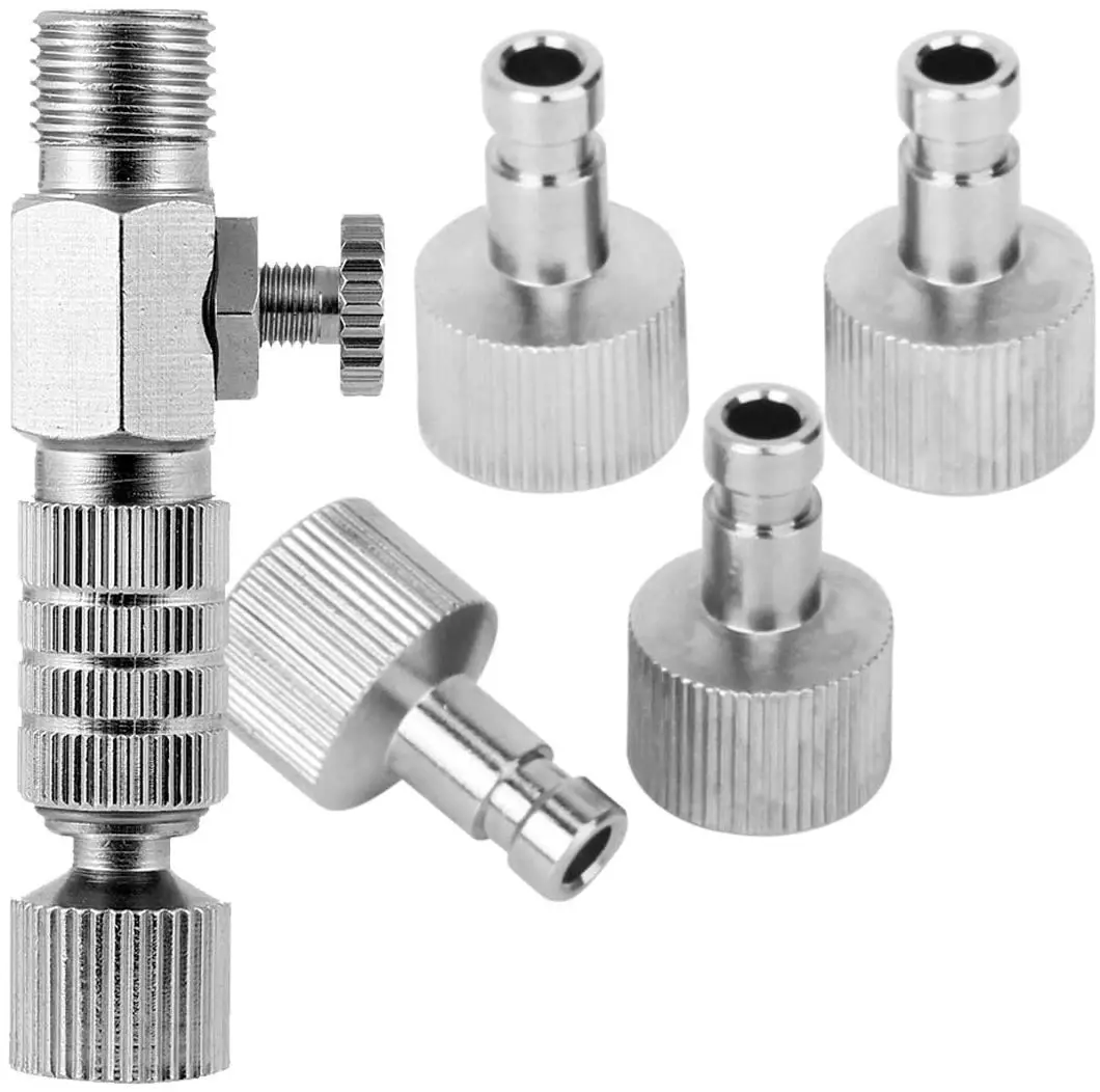 

JOYSTAR Airbrush quick disconnect coupler release fitting Adjustment valve Adapter with 5 Male fitting, 1/8" M-F