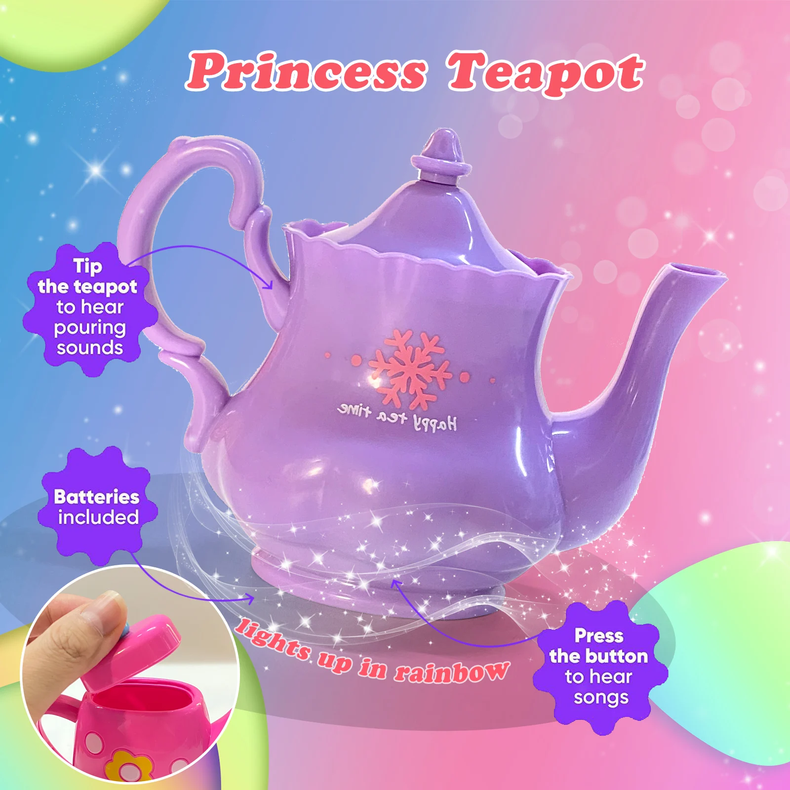 Tea set toy wooden tea set toy for little girls tea party set for toddlers including kettle cookies kids play food boys girls gifts