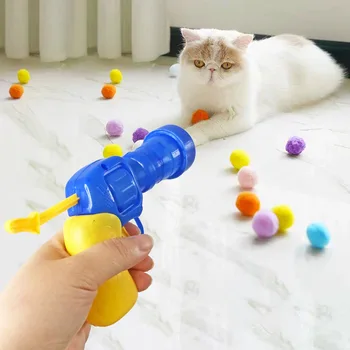 대화형 발사 훈련 고양이 장난감, 창의적인 새끼 고양이, 미니 폼폼 게임, 신축성 봉제 공 장난감, 고양이 용품, 애완 동물 액세서리