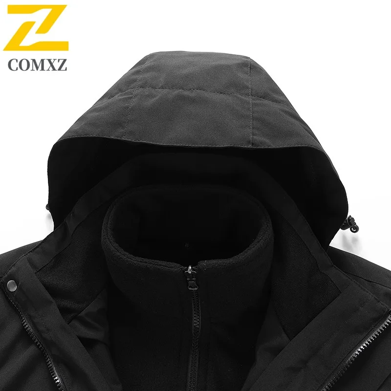 COMXZ Outdoor Mountaineering Mens Jacket Thickened Windproof Warm Coat Casual Travel Cold Resistant Winter New Windbreaker