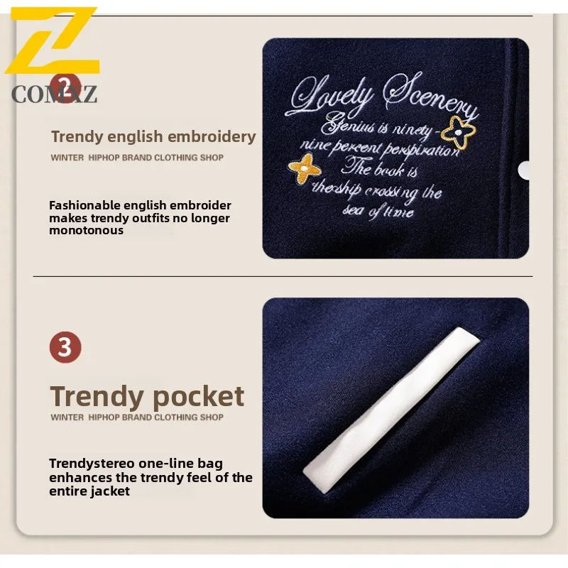 ​COMXZ Men Vintage Baseball Jacket Fall American Style Retro Windproof Waterproof Bomber Coat  Embroidery Streetwear Oversized