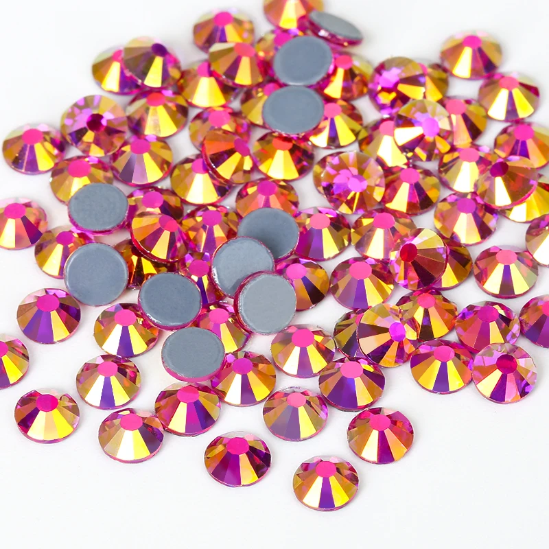 QIAO-Pfirsich-AB-Strass-Glitter-Kristall-Flatback-Strass-Diamant-Kleber ...