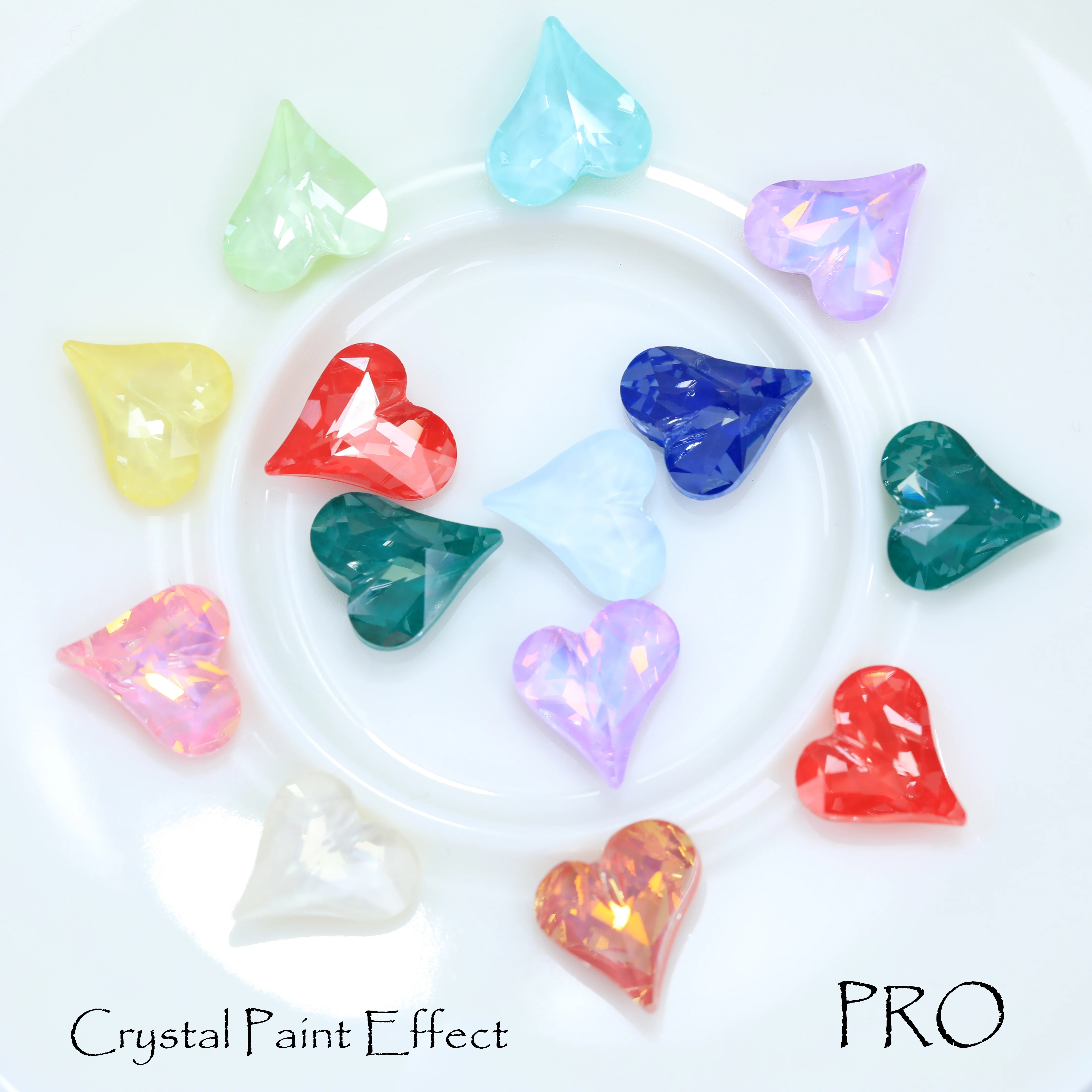 Pro Series Glänzende Kristall-Herzsteine mit spitzer Rückseite, Sonderfarben, Fancy Stones, DIY-Zubehör für Taschen, Schuhe, Hochzeitskleider