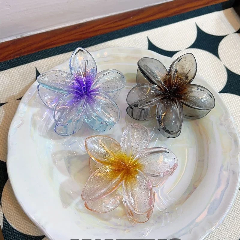 

Summer Small Gradient Flower Acrylic Hair Clip for Women Sweet Ponytail Hair Claw Shark Hairpin Barrettes Hair Accessories