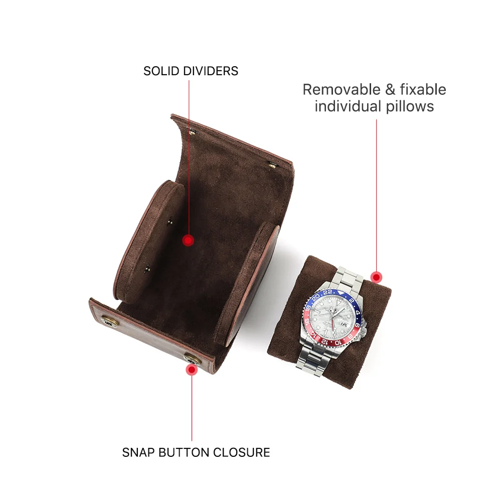 CONTACT'S FAMILY Genuine Leather Vintage Handmade Watch Roll Travel Storage Organizer Display Watch Free Engraving Name Gift